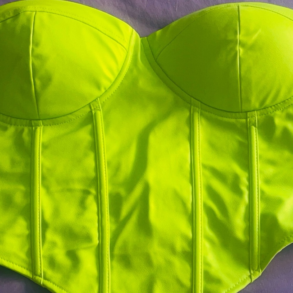 Shape Lime Faux Leather Bandeau Corset